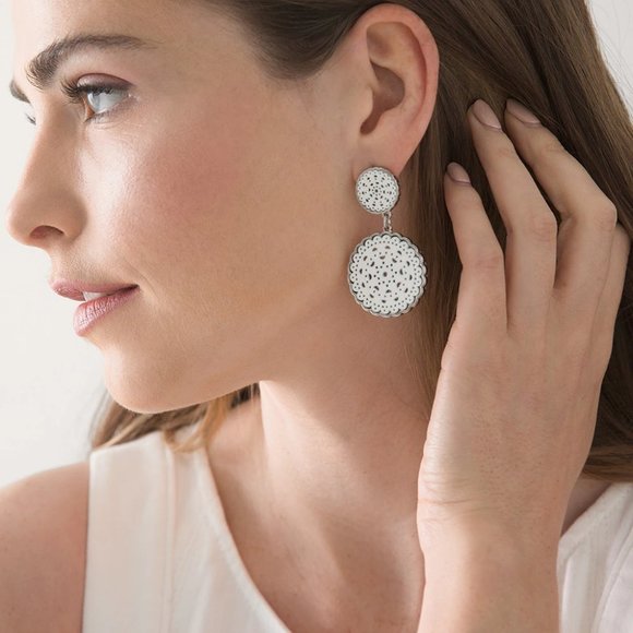 WHBM GENUINE Leather Cutout Earrings GORGEOUS AND UNIQUE! - Picture 2 of 3